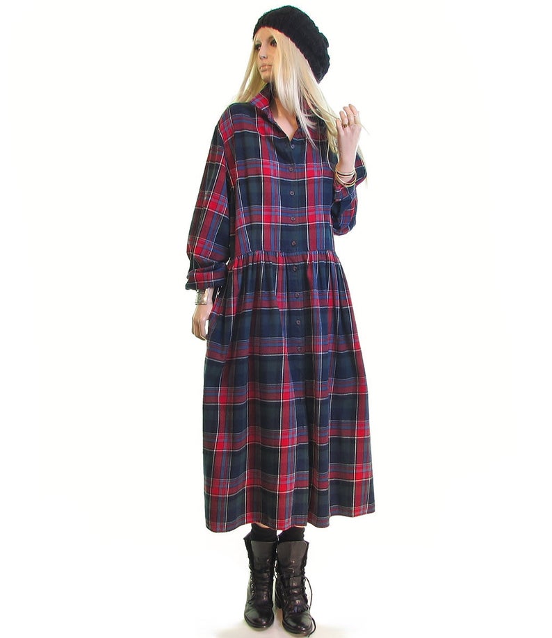 Vintage 90s Plaid Flannel maxi dress ...